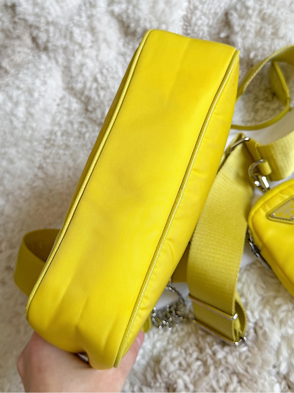 PRADA Re-Edition 2005 yellow Re-Nylon tessuto multi pochette crossbody bag - Picture 15 of 16